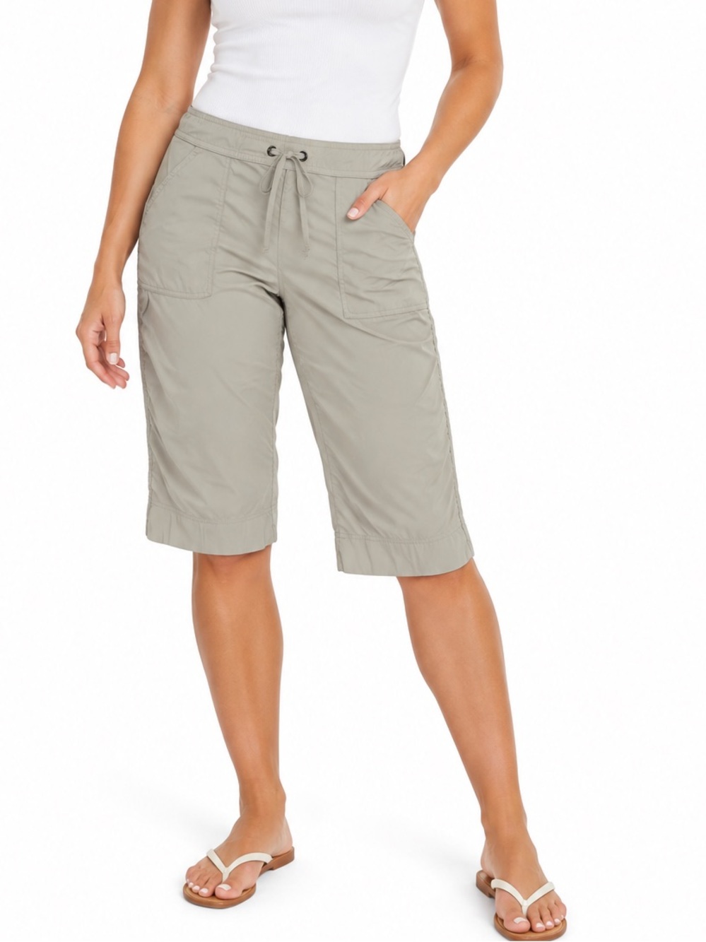 Prana Breathe Hiking Capris size Large tan khaki